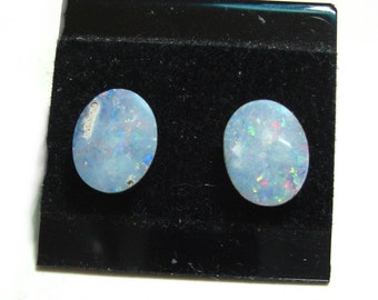 Opal doublet sterling slver post earrings