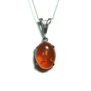 Amber sterling silver pendant with chain