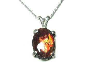 Ammolite Sterling Silver Pendant With Chain - Etsy