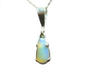 Opal sterling silver pendant with chain