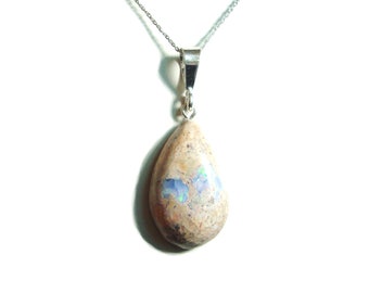 Mexican opal sterling silver pendant with chain