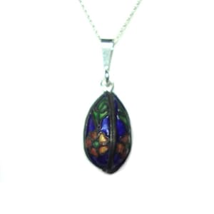 Cloisonne sterling silver pendant and chain immagine 5