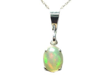 Ethiopian opal sterling silver pendant with chain