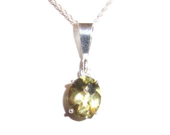 Lemon quartz sterling silver pendant with chain