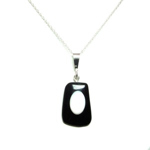 Onyx and Opal sterling silver pendant with chain image 1
