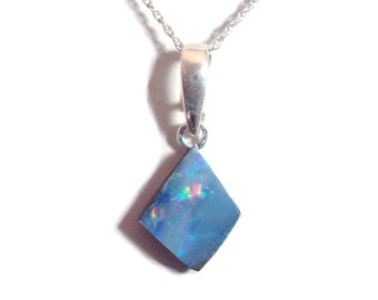 Opal doublet sterling silver pendant with chain