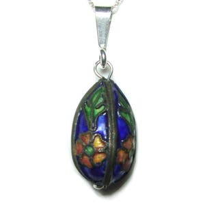 Cloisonne sterling silver pendant and chain immagine 4