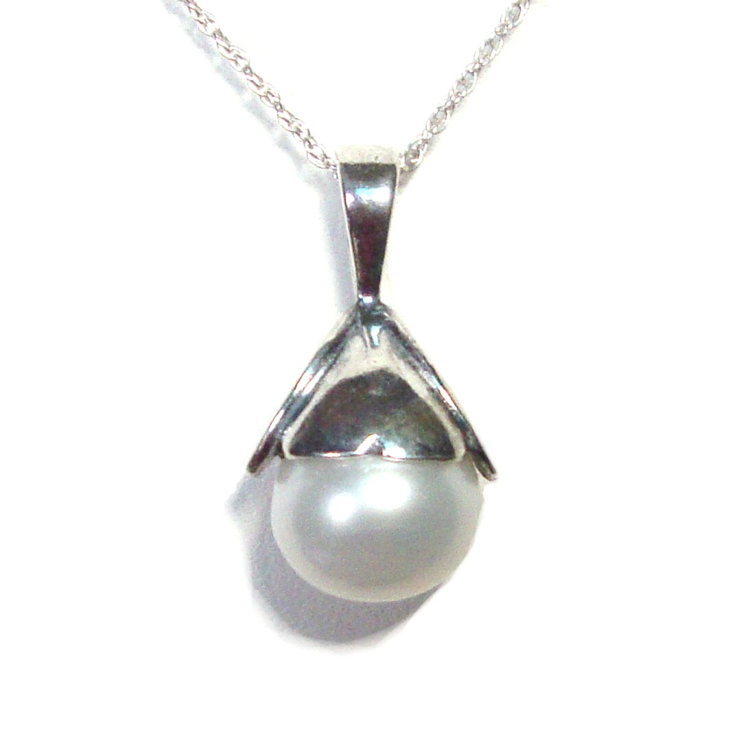 Pearl Sterling Silver Pendant With Chain - Etsy