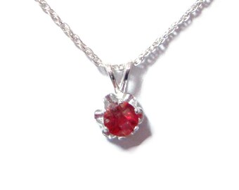 Red Labradorite sterling silver pendant with chain