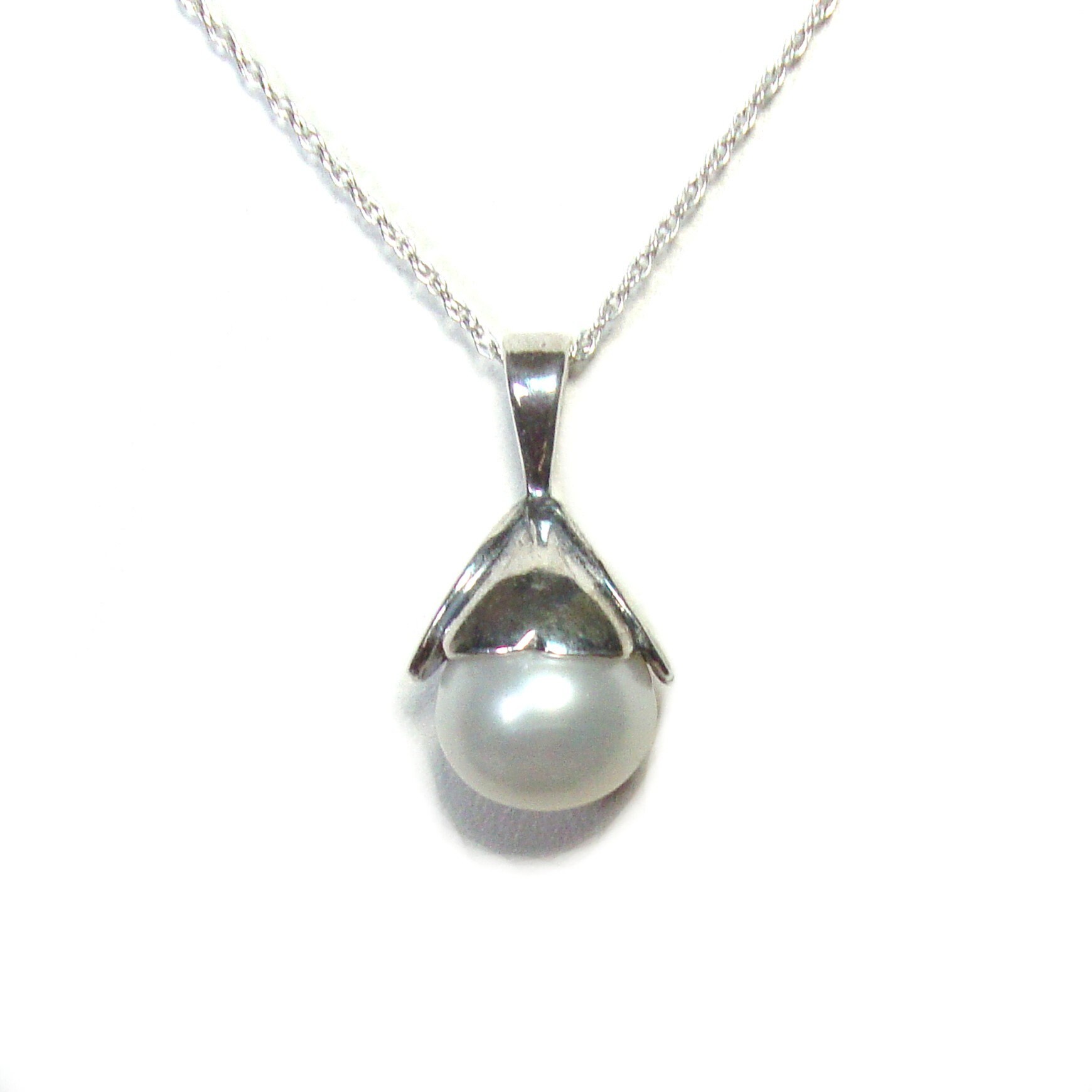 ネックレス・ペンダント wing bling 14k elan swale pearl pendant Pearl Sterling Silver Pendant With Chain - Etsy