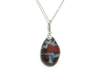 Poppy jasper sterling silver pendant with chain