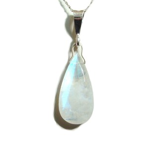 Rainbow moonstone sterling silver pendant with chain image 2
