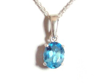 Blue topaz sterling silver pendant with chain