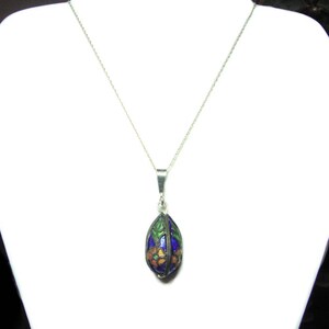 Cloisonne sterling silver pendant and chain immagine 3