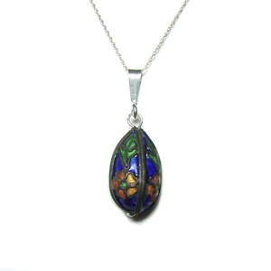 Cloisonne sterling silver pendant and chain immagine 1