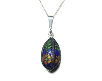 Cloisonne sterling silver pendant and chain