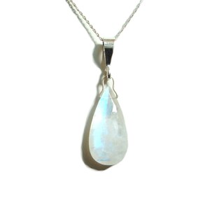 Rainbow moonstone sterling silver pendant with chain image 5