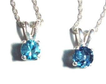 Blue topaz sterling silver pendant with chain