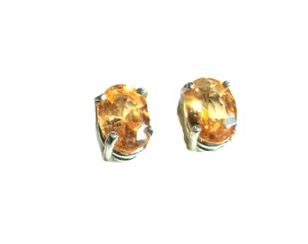 Citrine sterling silver post earrings