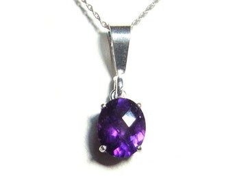 Amethyst sterling silver pendant and chain