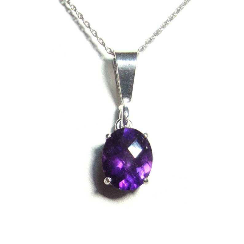 Amethyst sterling silver pendant and chain image 1