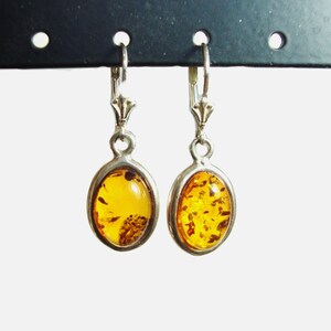 Baltic Amber sterling silver lever back earings