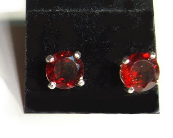 7mm garnet sterling silver posts