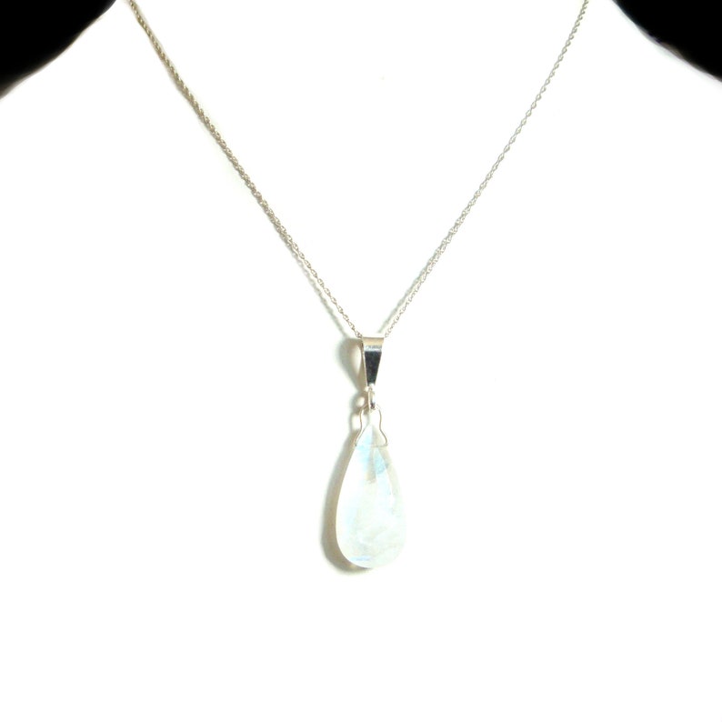 Rainbow moonstone sterling silver pendant with chain image 3