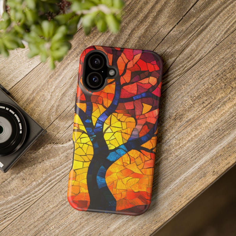 Vibrant Mosaic Tree Design Magsafe iPhone Case Etsy UK