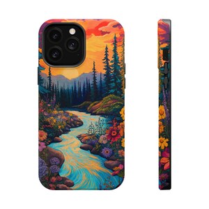 Custodia MagSafe per iPhone 16 15 14 13 / Custodia MagSafe per iPhone Vibrant Sunset: design artistico ispirato alla natura