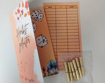 Klappkarte, Herbstgeflüster Sparchallenge, Lose, Rubbeln, A6 Binder, Umschlagmethode, Budget, Sparen