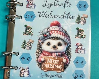 Igelhafte Weihnachten, Sparspiel für A6 Binder, Umschlagmethode, Budgetieren