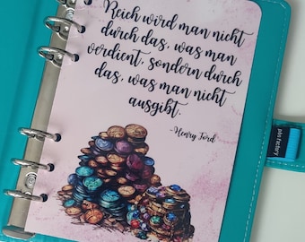 Deckblatt, Trennblatt, Sparen, A6 Binder