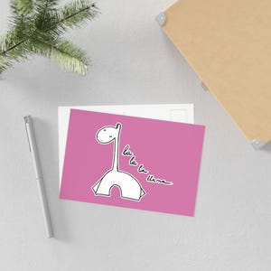 Cartão-postal fofo de lhama - Cartão de arte rosa "La La La Llama", Papelaria minimalista com animais, Mini impressão divertida, Saudação engraçada para amigos