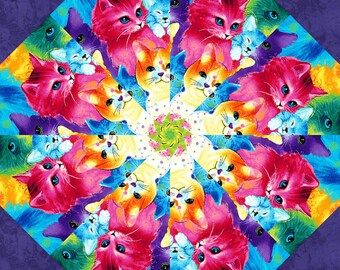 SEA SHELLS 4-7/" Kaleidoscope Quilting Pre Cut Block Kit Stack n Whack