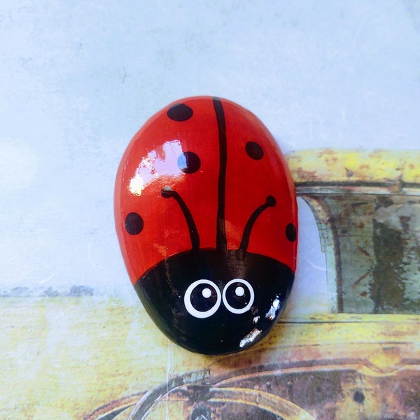 Painted Ladybug Rock, Painted Rocks, Ladybug Rocks, Red Ladybug Rock, Lady Bug Rock, Friendship Rock, Rock Gift, Red Bug Rock (R#1)