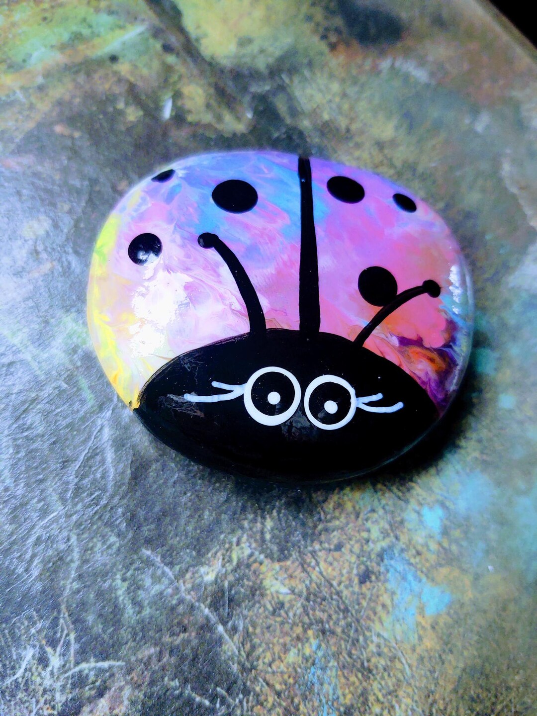 Ladybug Painted Stone, Any Day Cheer up Gift, Ideal for Friends ...