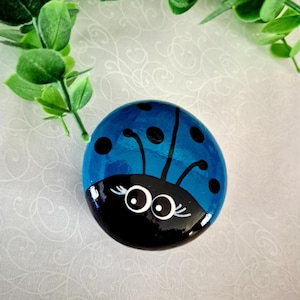 Painted Ladybug Rock, Teal Painted Rock, Ladybug Rocks, Teal Ladybug Rock, Friendship Rock, Rock Gift, Teal Bug Rock, Paperweight (M#1)