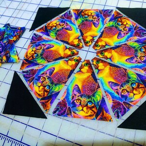 RAINBOW WILDCATS Pre Cut Kaleidoscope Quilting Block Kit / Stack N ...