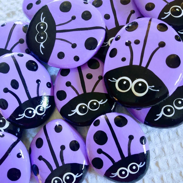 Ladybug, Lady Bug Rock, Purple Bug, Painted Ladybug Rock, Rock Painting, Best friend Gift, Girl Gift, Lady Bug Ladybug Rocks, Purple Ladybug