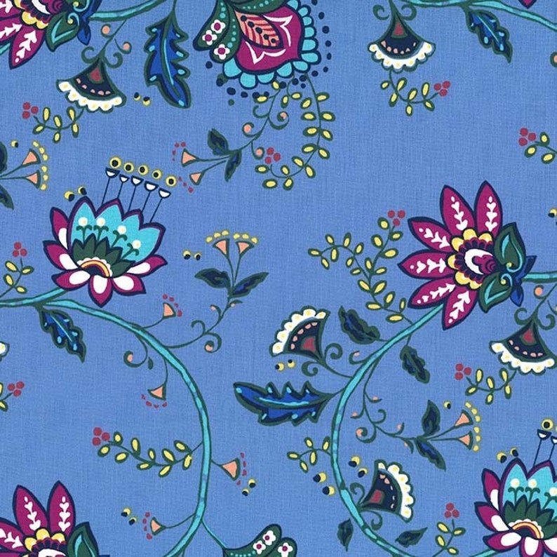 MOON FLOWER Vine Periwinkle Fabric from Michael Miller Fabrics Cotton Quilting Fabric