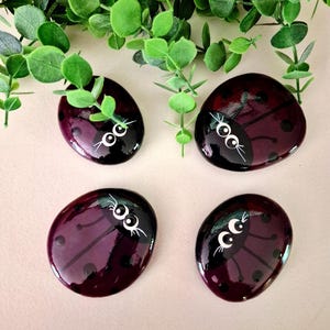 Painted Ladybug Rock, Hand Painted Rock, Ladybug Rocks, Designed Ladybug Rock, Friendship Rock, Rock Gift, Red Bug Rock, Paperweight