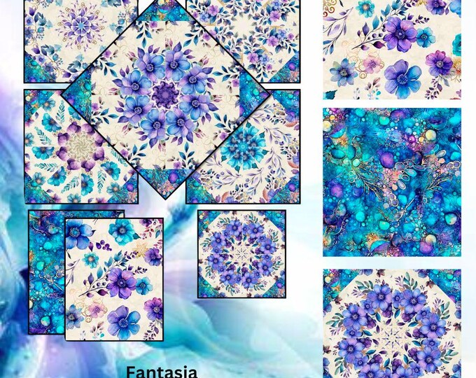 Kit Patchwork Timeless Treasures Kit De Couette Prédécoupé RAINBOW WILDCATS - Motif Kaléidoscope, Tissu Floral Kit Couette Predecoupe