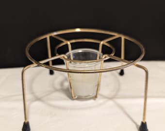 1960s MCM Metal Warming Warmer Stand Takes Votive Use for Carafe Teapot Casserole Baking Dish