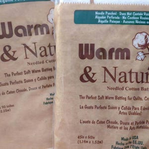 Warm and Natural Needled Cotton Batting for Quilting, Quilt Wadding for Quilts, Baby, Twin