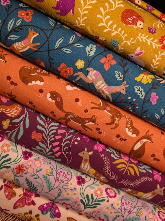 Woodland Creatures Cotton Fabric by the Yard | Foxes, Animals, Nursery Decor, Toddler Blanket, Whimsical Wildlife