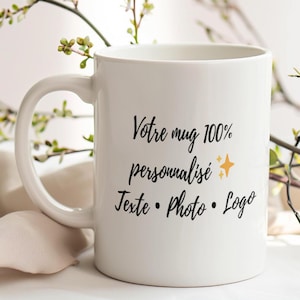 Personalized coffee mug - Custom mug with name or message - Original gift mug for men and women - Customizable text - Gift idea image 1