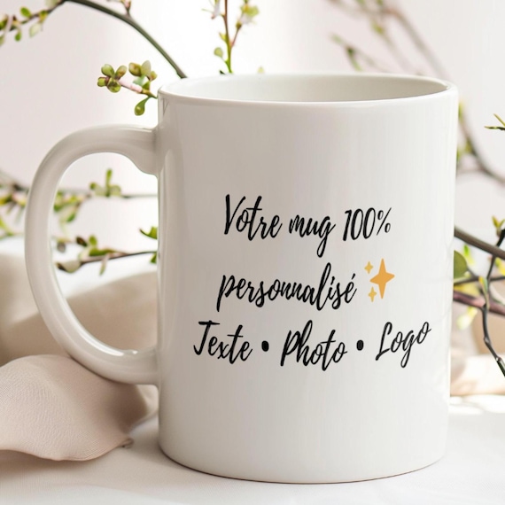 Tasse à café personnalisée - Mug personnalisé avec prénom ou message – Tasse cadeau original femme homme  – Texte au choix – Idée cadeau