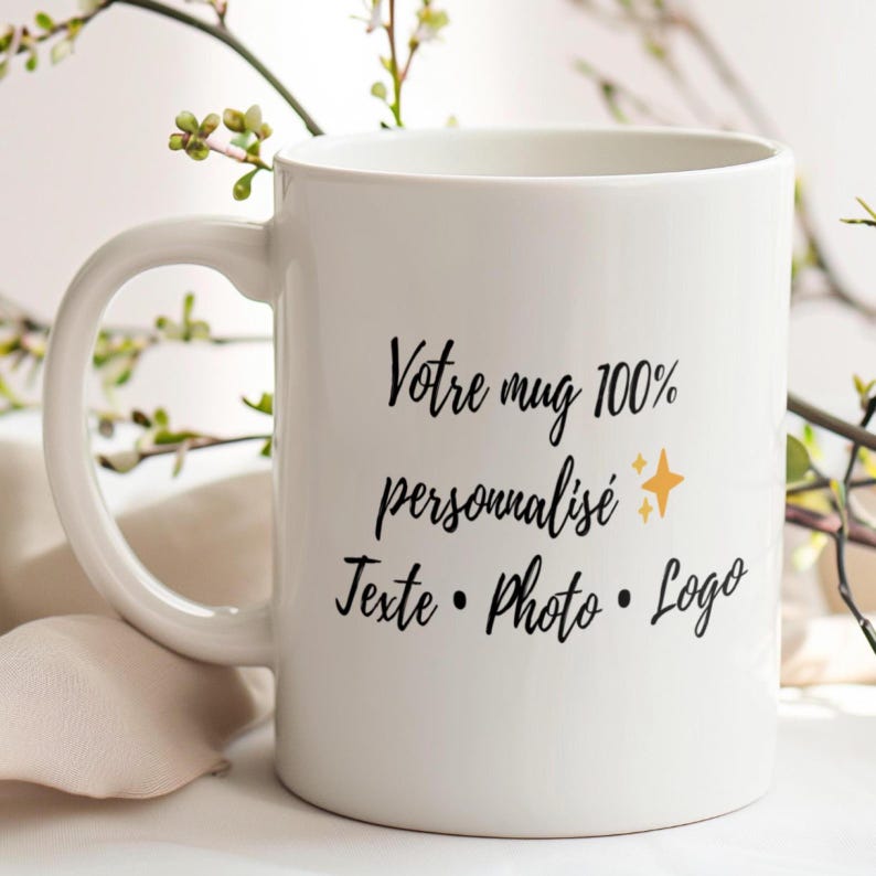 Personalized coffee mug - Custom mug with name or message - Original gift mug for men and women - Customizable text - Gift idea image 1