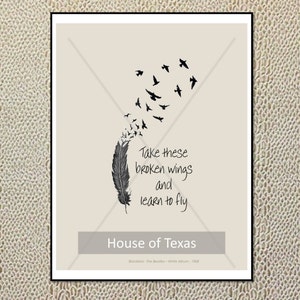 Blackbird Quote Print - The Beatles - Beatles Lyrics - From the White Album - Beatles Gift - Beatles Gift - Beatles Quotes - Beatles Art